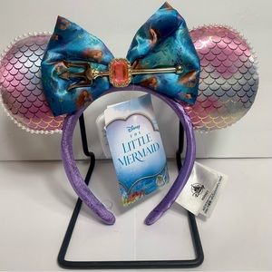 NWT. Disney Parks The Little Mermaid soft satin padded Minnie ears